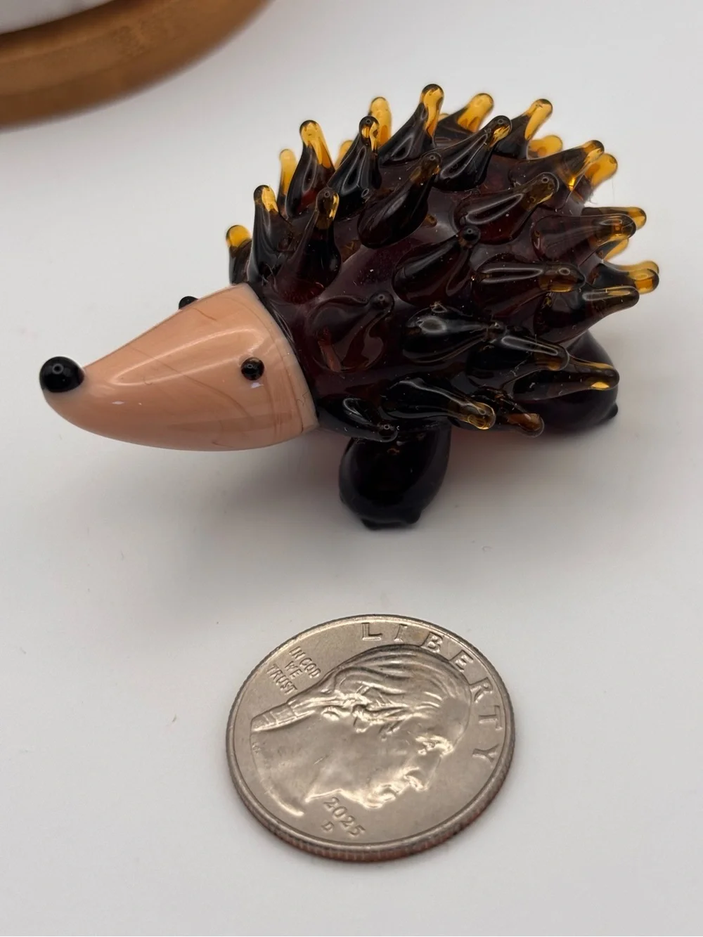 Hand-Crafted Miniature Glass Hedgehog Figurine, Animal Trinket